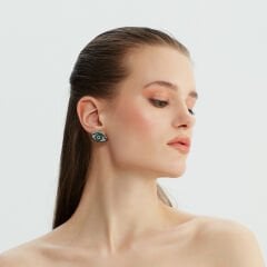 Green Evil Eye Earrings