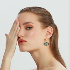 Green Evil Eye Earrings