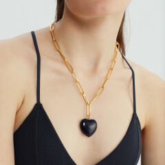 Navy Blue Heart Necklace