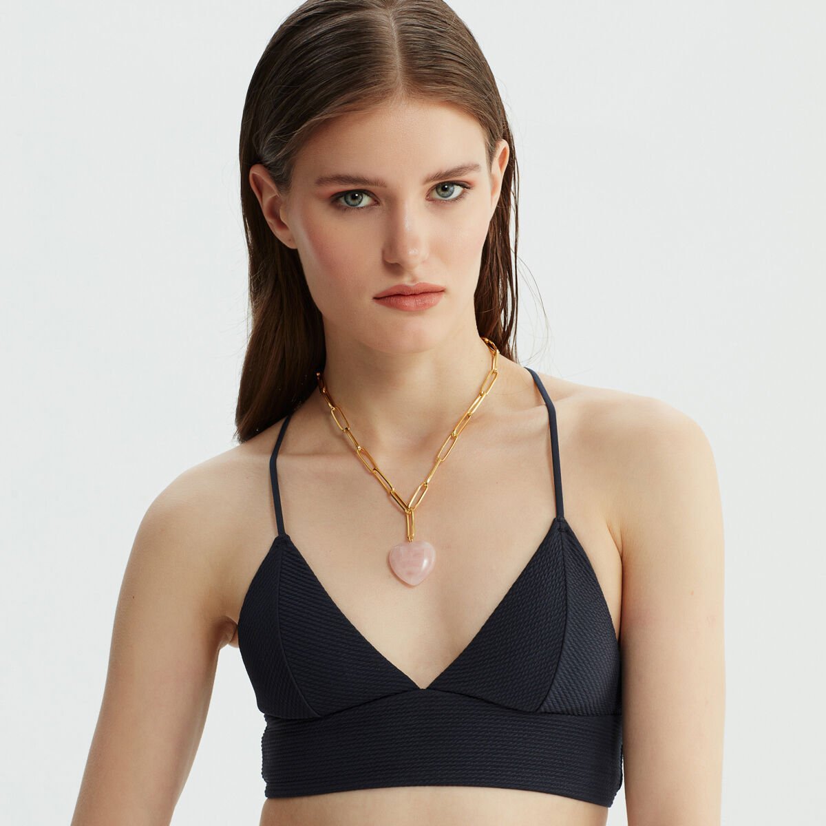 Quartz In Heart Necklace