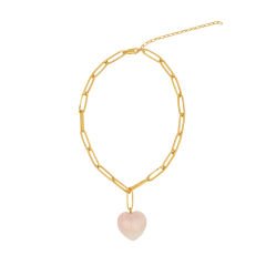 Quartz In Heart Necklace